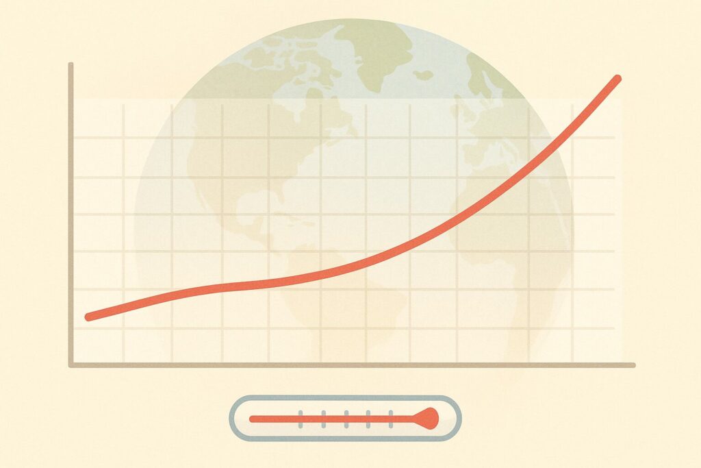 Graphique de température sur plusieurs décennies pour illustrer le climat et ses tendances.