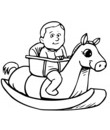 bébé sur son cheval à bascule