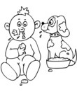 bébé mange dan gamelle du chien