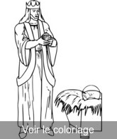 Coloriage Roi mage devant Jésus | Toupty.com