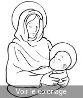 Coloriage Marie tient Jésus dans ses bras| Toupty.com