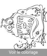 Coloriage Ogre vert qui dévore son repas | Toupty.com