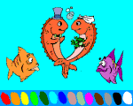 coloriage : les poissons amoureux