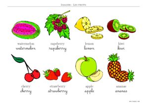 imagier fruit en anglais