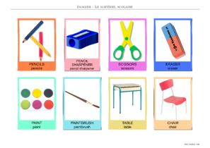 imagier materiel scolaire en anglais