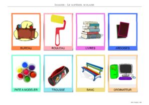 imagier materiel scolaire couleur texte en majuscule