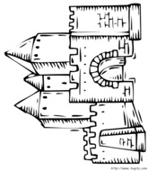 coloriage chateau aux tours carrées
