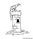 coloriage merlin au sommet du donjon