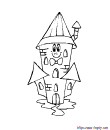 coloriage petit chateau rigolo