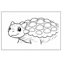 Coloriage ankylosaure semi-réaliste simple en gros plan (tête et carapace), plaques bien visibles (16:9) | Toupty.com