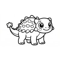 Coloriage bébé ankylosaure kids-friendly, grands yeux et petites plaques arrondies (16:9) | Toupty.com