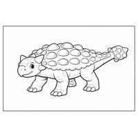 Coloriage ankylosaure semi-réaliste simple en 3/4 avant, carapace lisible et massue visible (16:9) | Toupty.com