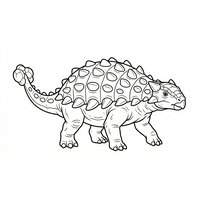 Coloriage ankylosaure réaliste épuré en marche de profil, carapace simplifiée et massue solide (16:9) | Toupty.com