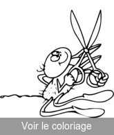 coloriage araignée et ciseaux pour couper sa toile