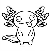 Dessin humoristique d'un axolotl faisant une grimace amusante