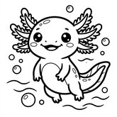 Coloriage réaliste d'un axolotl nageant dans l'eau