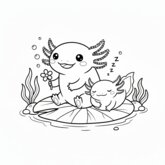 Dessin facile d'un petit axolotl pour jeunes enfants
