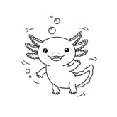 Coloriage gratuit d'un axolotl dans son aquarium