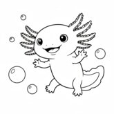 Axolotl rigolo qui fait une grimace ou sourit