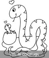 coloriage maman serpent et son bébé