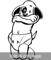 coloriage chiot couche croise bras