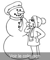 bonhomme de neige clip art a colorier