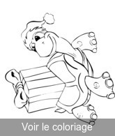 Coloriage Cadeau transporté par une tortue | Toupty.com