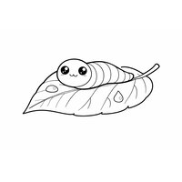 Coloriage bébé cécilie kawaii sur une grande feuille, corps rond et court, gouttes d’eau