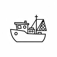 Coloriage chalutier minimaliste : bateau simple avec grands espaces | Toupty.com