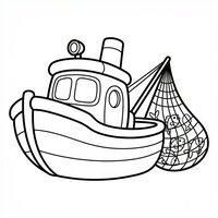 Coloriage chalutier  retour de pêche | Toupty.com