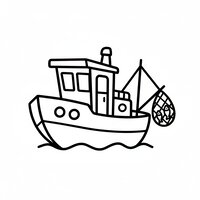 Coloriage chalutier très simple : bateau maternelle facile à imprimer | Toupty.com