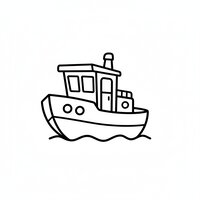 Coloriage chalutier en mer : bateau et vagues simples pour enfant | Toupty.com