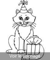 Coloriage chat cadeau de noel | Toupty.com