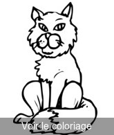 Coloriage chat marron assis de face| Toupty.com