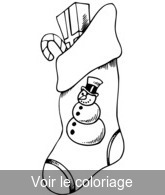 Coloriage Bonhomme de neige dessiné sur Chaussette de Noël | Toupty.com