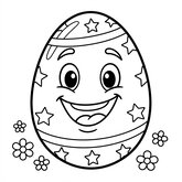 Coloriage chocolat de Pâques très simple : œuf en chocolat souriant, traits épais, dessin facile enfant (Toupty.com)