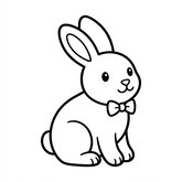 Coloriage lapin en chocolat assis : forme simple avec petit nœud, coloriage enfant facile (Toupty.com)