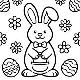 Coloriage lapin en chocolat à imprimer : forme simple style cartoon, coloriage enfant facile (Toupty.com)
