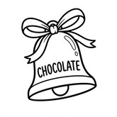 Coloriage cloche en chocolat stylisée : ruban simple, dessin facile enfant à imprimer (Toupty.com)
