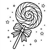 Coloriage sucette en chocolat de Pâques : avec nœud et motifs faciles, dessin enfant à imprimer (Toupty.com)