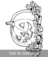 Coloriage Citrouille sur tas de feuilles mortes | Toupty.com