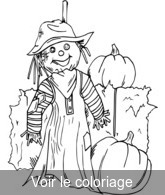 Coloriage Citrouille et épouvantail | Toupty.com