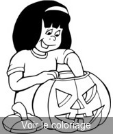 Coloriage Citrouille décorée par fillette | Toupty.com