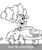 coloriage clown dans sa petite voiture