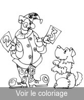 coloriage clown et son chien de cirque