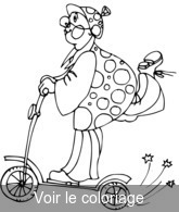 coloriage clown fait de la trottinette