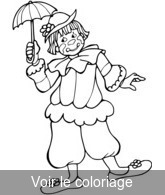 coloriage clown avec sa petite ombrelle