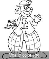 coloriage clown et son bouquet de fleurs