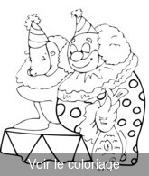 coloriage clown et son chien