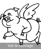 Coloriage Petit Cochon Ailé | Toupty.com